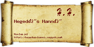 Hegedűs Hannó névjegykártya