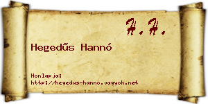 Hegedűs Hannó névjegykártya